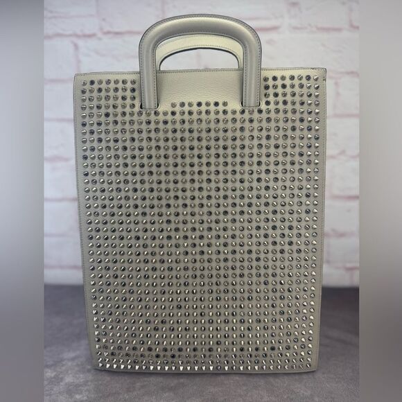 Christian Louboutin Trictrac Portfolio Leather Stud Spike Bag - Picture 1 of 12